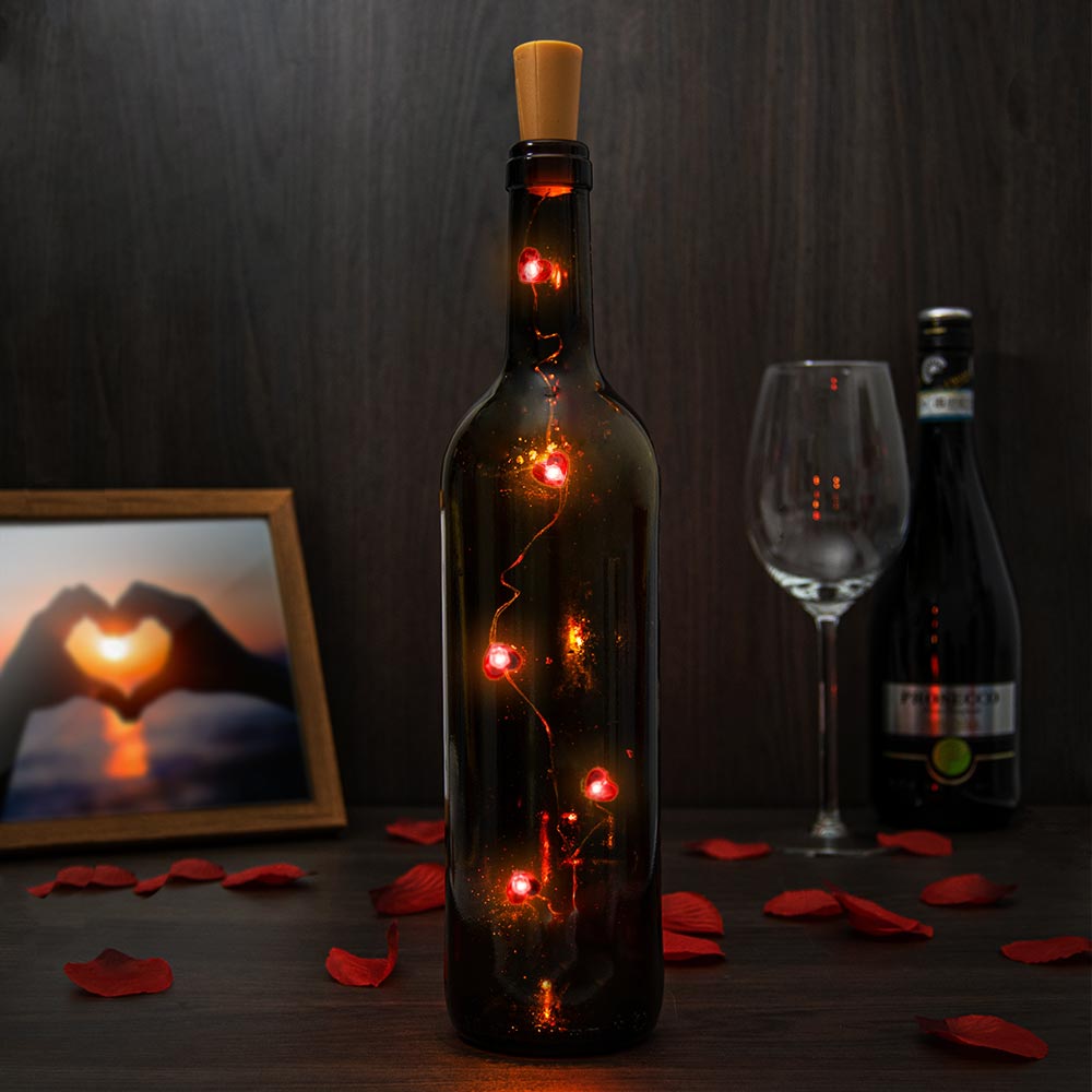 Wijnfles led verlichting - Bottle cap light Hartjes