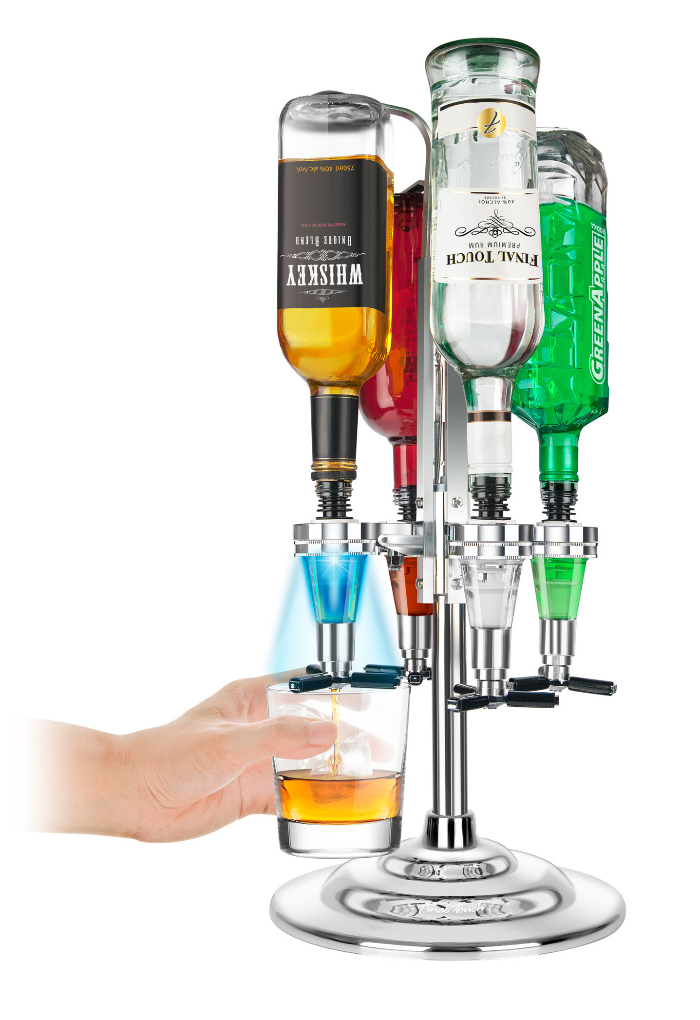 LED Bar butler - met 4 flessenhouders