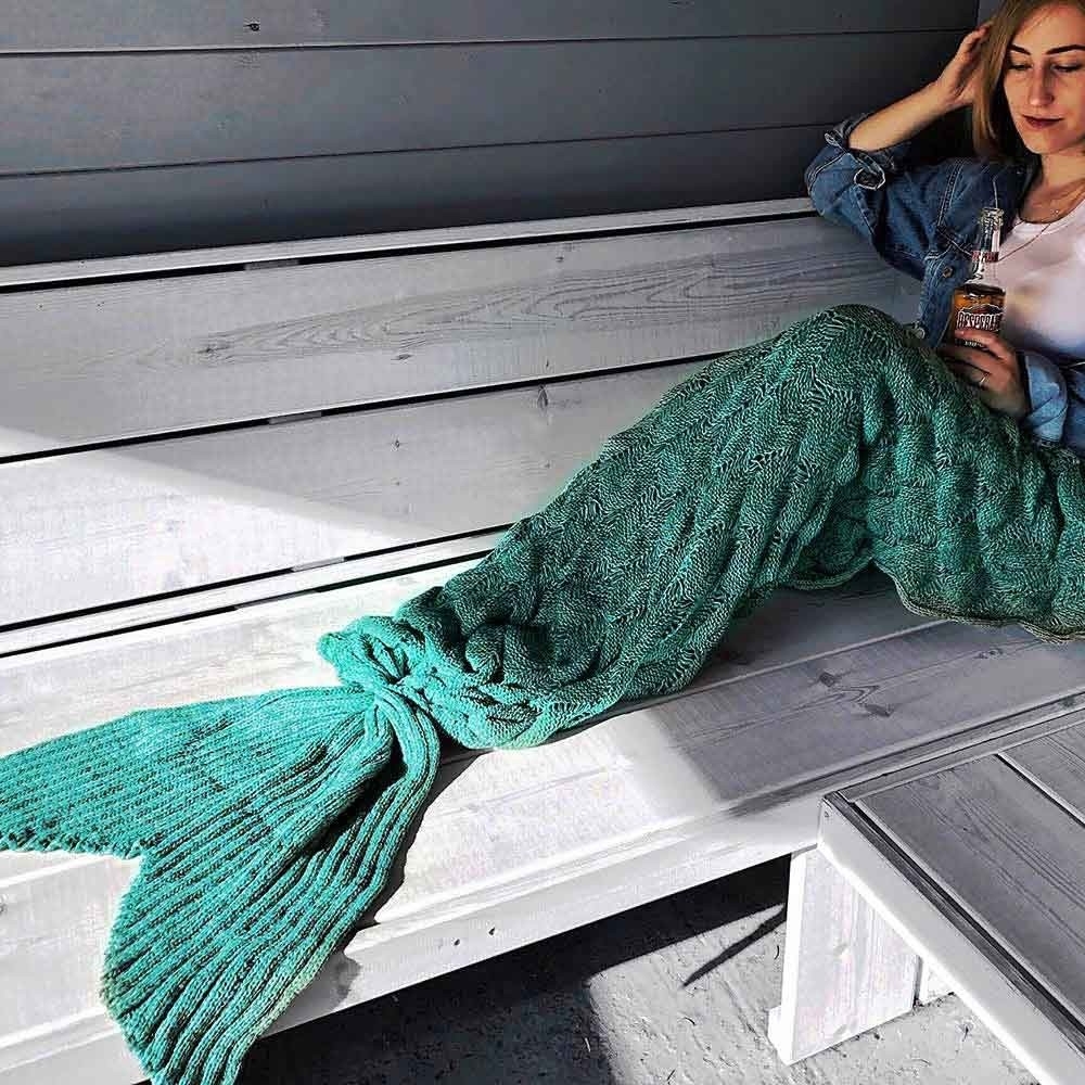 Zeemeermin Deken - Mermaid Blanket - 1.95m - Aqua
