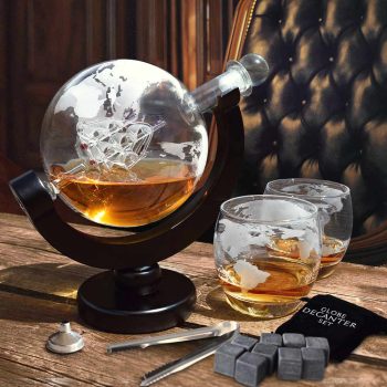 Globe Whiskey Decanter - Standaard Versie - 0.9L - Incl. 2 Whiskey Glazen