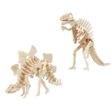 2x Bouwpakketten hout Stegosaurus en Spinosaurus dinosaurus